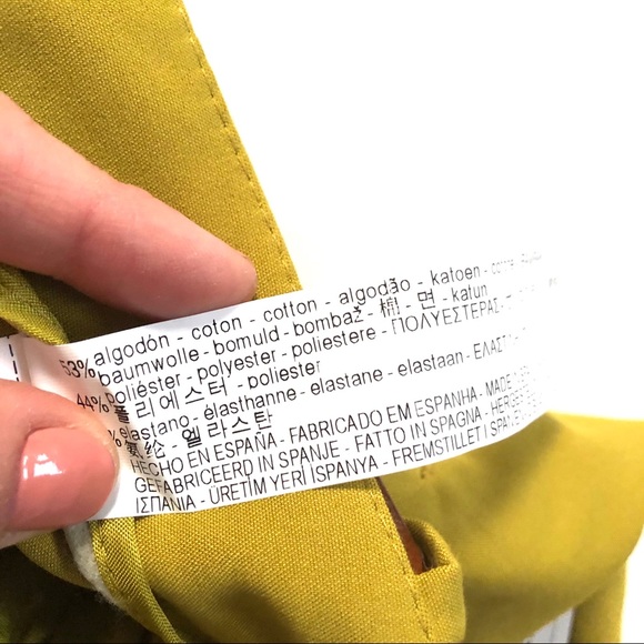 New! Zara Citron Olive Green Belted Trouser Pants - Picture 5 of 6